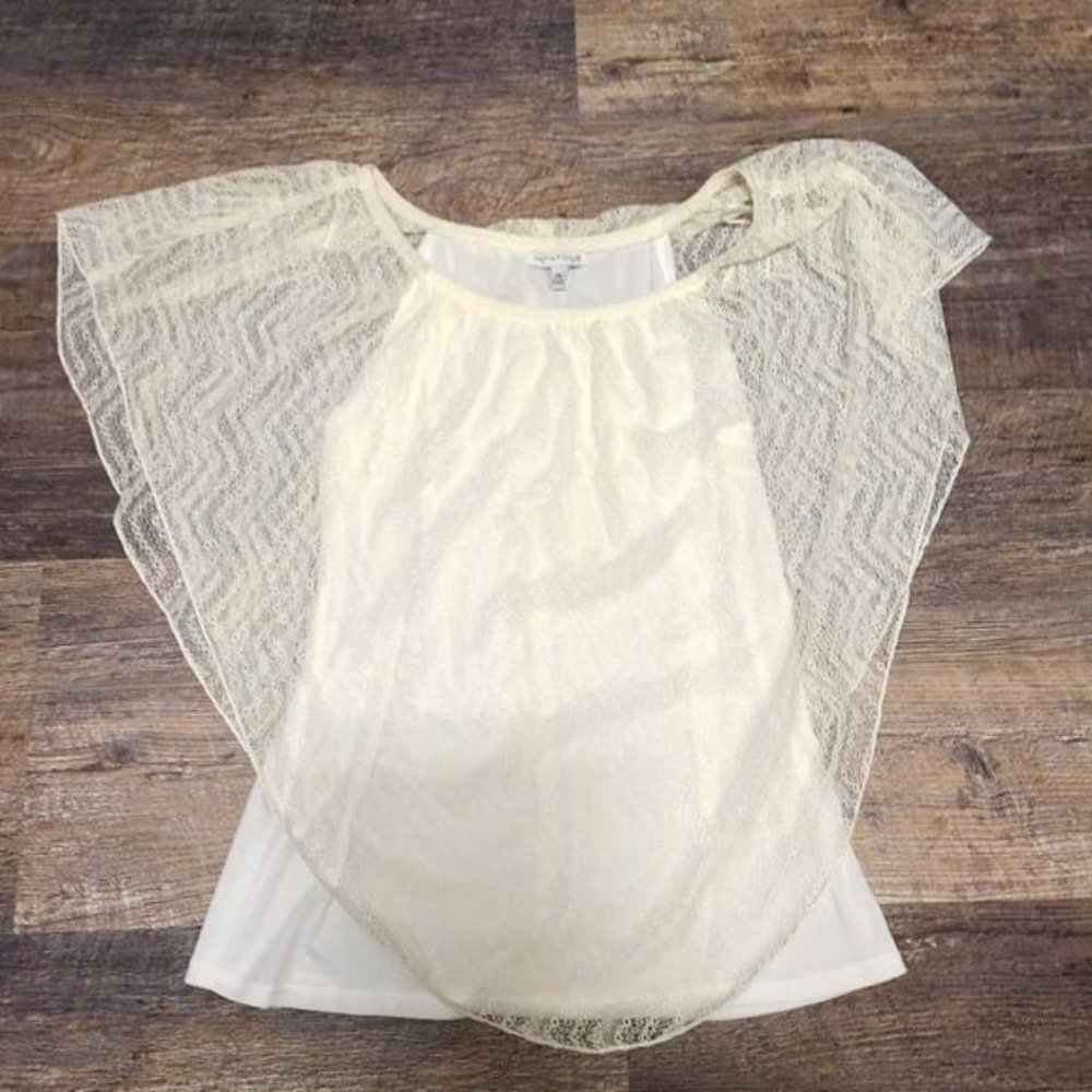 5/$20 White Lace Overlay Top Petite Medium